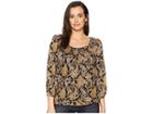 Michael Michael Kors Sweetheart Paisley Peasant Top (black/marigold) Women's Clothing