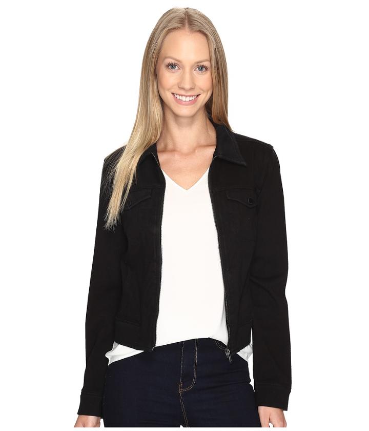Liverpool Denim Zip Jacket In Powerflex Knit Denim (black Rinse) Women's Coat