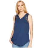 Tribal Jersey Slub Cami With Lace Detail (deep Sky) Women's Sleeveless