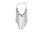 Guess Dramatic Stone Cluster And Fringe Chain Statement Necklace (silver/blue/white Opal) Necklace