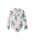 Seafolly Kids Hawaiian Rose Long Sleeve Ruffle Surf Tank One-piece (infant/toddler/little Kids) (hawaii Pink) Girl's Swimsuits One Piece