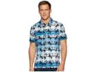 Bugatchi Short Sleeve Three-button Knit (navy) Men's Clothing