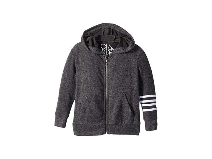 Chaser Kids Extra Soft Love Knit Zip-up Hoodie W/ Arm Stripes (toddler/little Kids) (black/white) Boy's Sweatshirt