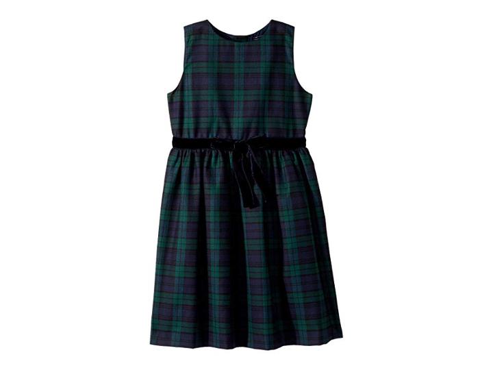 Oscar De La Renta Childrenswear Sleeveless Tie Front Plaid Dress (little Kids/big Kids) (navy Multi) Girl's Dress