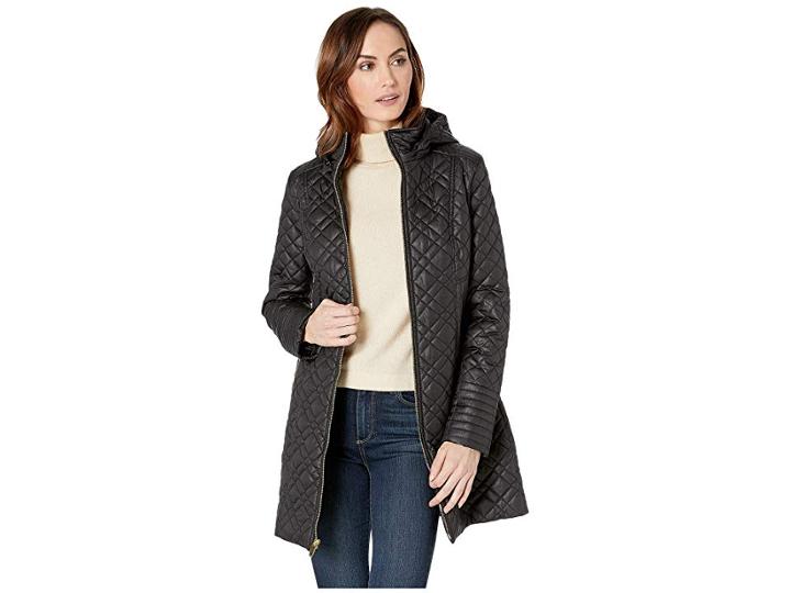 Via Spiga Multi Quilt Hooded (black 2) Women's Coat