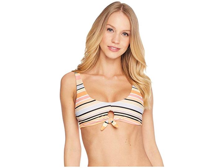 Rvca Horizon Stripe Tankini Top (peach Out) Women's Swimwear