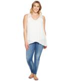 Karen Kane Plus Plus Size Lace Yoke Crossover Top (off-white) Women's Clothing