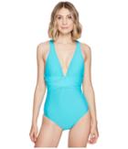 Athena Solids Cross One-piece (lagoon) Women's Swimsuits One Piece