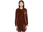 Eileen Fisher Velvet Mandarin Collar Long Shirt (nutmeg) Women's Clothing