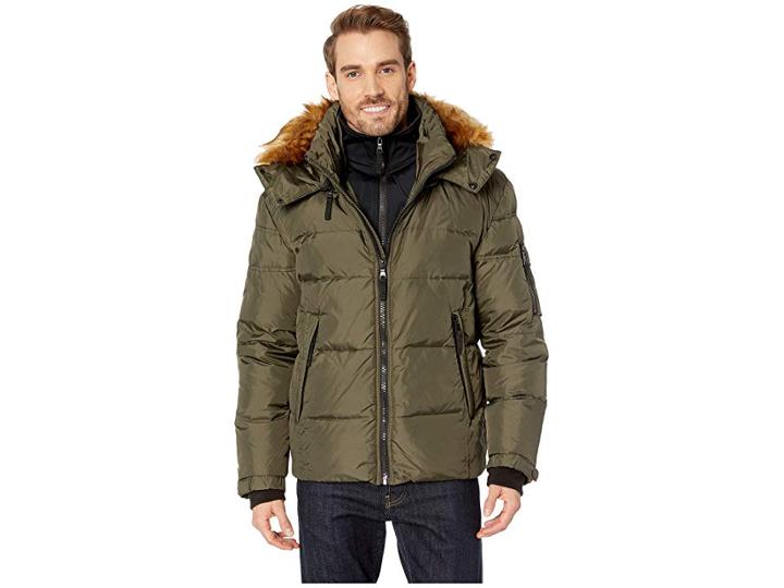 S13 Matte Faux Fur Downhill Puffer (dark Military) Men's Coat