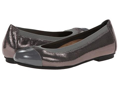 Vionic With Orthaheel Technology Allora Ballet Flat (pewter Lizard) Women's Flat Shoes