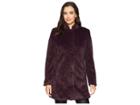 Kenneth Cole New York Stand Collar Faux Fur Woobie (rum Raisin) Women's Coat