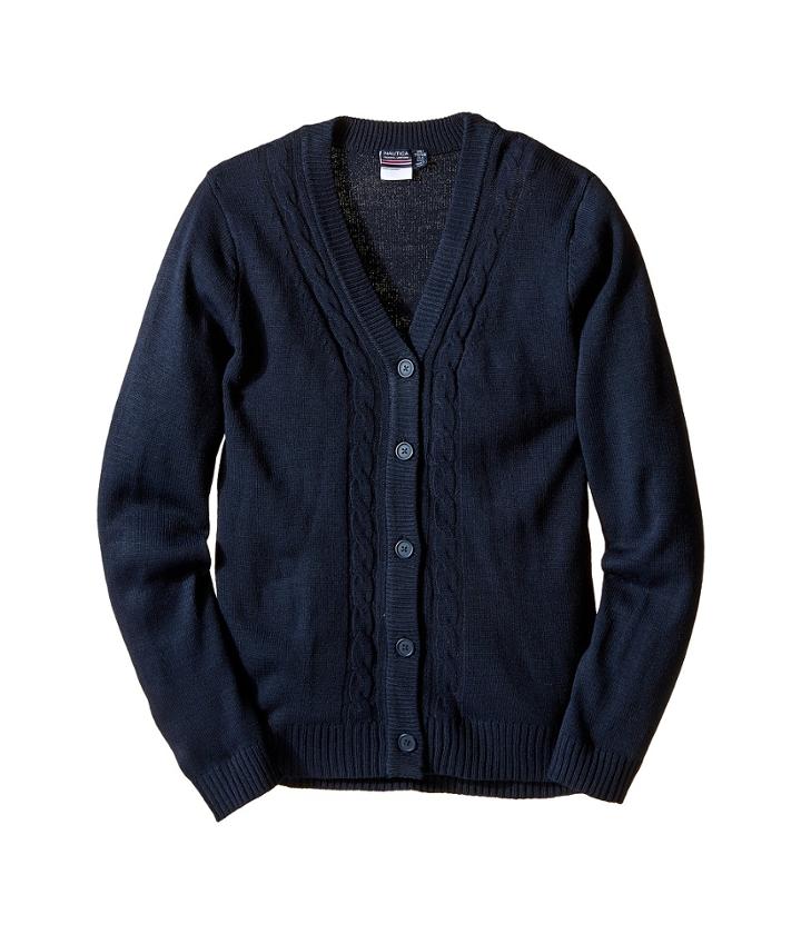 Nautica Kids Girls Plus Boyfriend Sweater With Seed Stitch (big Kids) (su Navy) Girl's Sweater