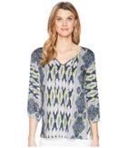 Tribal 3/4 Sleeve Printed Blouse (canary) Women's Blouse