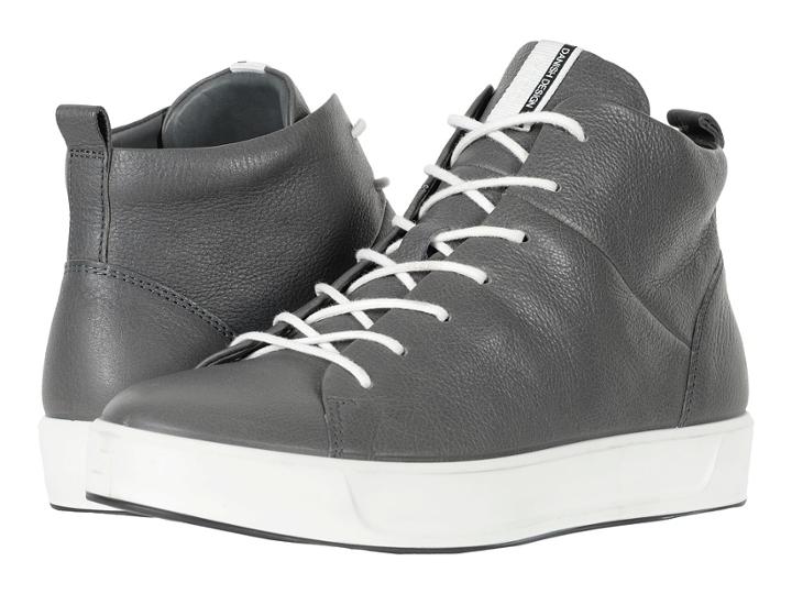 Ecco Soft 8 High Top (dark Shadow Cow Leather) Women's Lace Up Casual Shoes