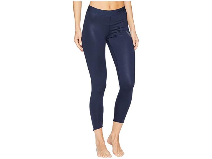 Nike Pro Metallic Graphic 7/8 Crop Tights (obsidian/obsidian/metallic Silver) Women's Casual Pants