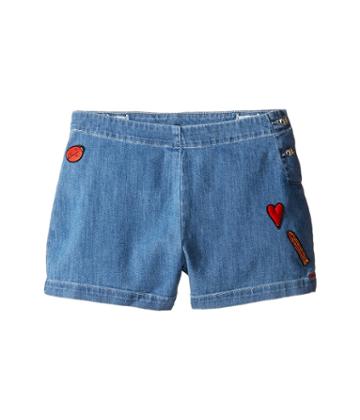 Sonia Rykiel Kids Denim Shorts W/ Patch Detail On Front (big Kids) (washed Blue) Girl's Shorts