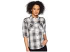 Lauren Ralph Lauren Plaid Button Down Shirt (black Multi) Women's Clothing