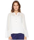 Calvin Klein Lace Front Bell Sleeve Blouse (cream) Women's Clothing