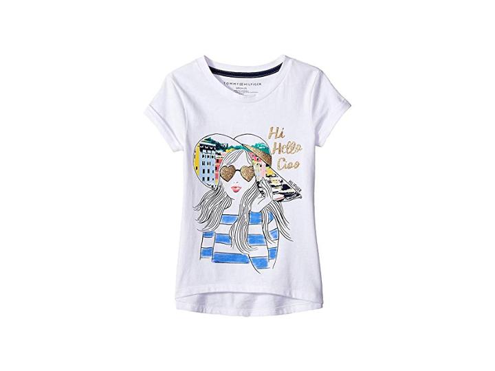 Tommy Hilfiger Kids Girl Tee (big Kids) (white) Girl's T Shirt