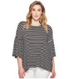 Karen Kane Plus Plus Size Bell Sleeve Side Slit Top (stripe) Women's Clothing