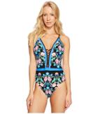 Nanette Lepore Damask Floral Goddess One-piece (multi) Women's Swimsuits One Piece