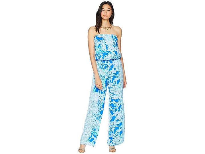 Lilly Pulitzer Pim Jumpsuit (blue Current Sea Sirens) Women's Jumpsuit & Rompers One Piece