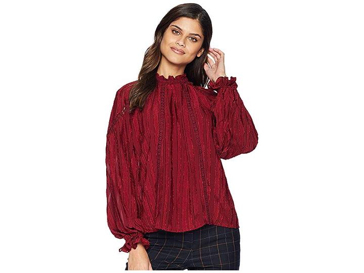 Moon River Long Sleeve Top (wine) Women's Clothing