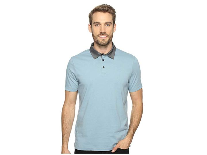 Perry Ellis Pima Chambray Polo Shirt (citadel) Men's Clothing