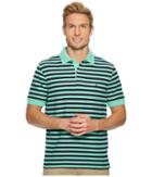 Nautica Short Sleeve Stripe Classic Deck Polo (mint Spring) Men's Clothing