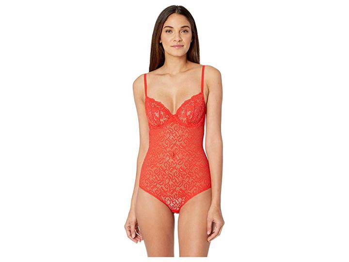 Dkny Intimates Classic Lace Underwire Bodysuit (flame) Women's Jumpsuit & Rompers One Piece