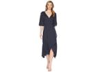 B Collection By Bobeau Orna Wrap Dress (navy Polka Dot) Women's Dress