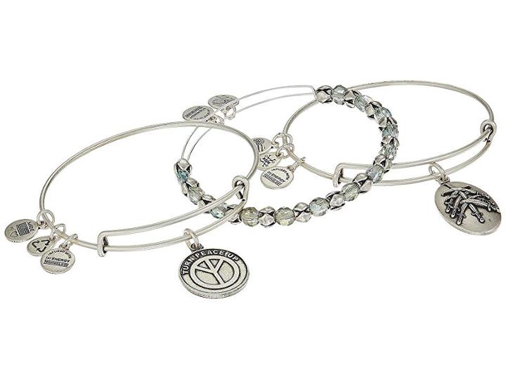 Alex And Ani Peace Bracelet Set Of 3 (green) Bracelet
