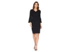 Calvin Klein V-neck Sheath Dress With Faggotting Trim Bell Sleeve Cd8c19mh (black) Women's Dress