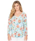 Nally & Millie Green Poppy Floral Print Top (multi) Women's Clothing