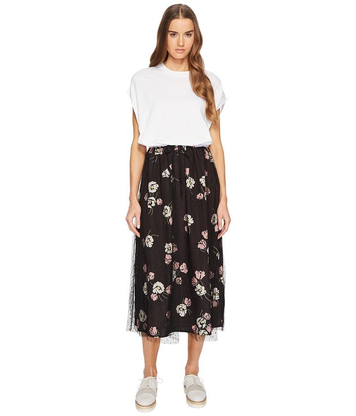Red Valentino Maxi T-shirt Dress With Printed Skirt (white) Women's Dress