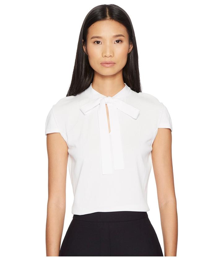 Neil Barrett Techno Knit Pussy Bow Top (white) Women's Sweater