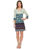 Christin Michaels Bexley Printed Dress With Beading (clover/multi) Women's Dress