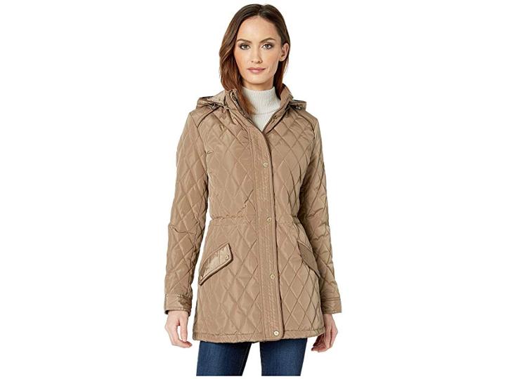 Lauren Ralph Lauren Faux Leather Trim Quilted Anorak (bridle) Women's Coat
