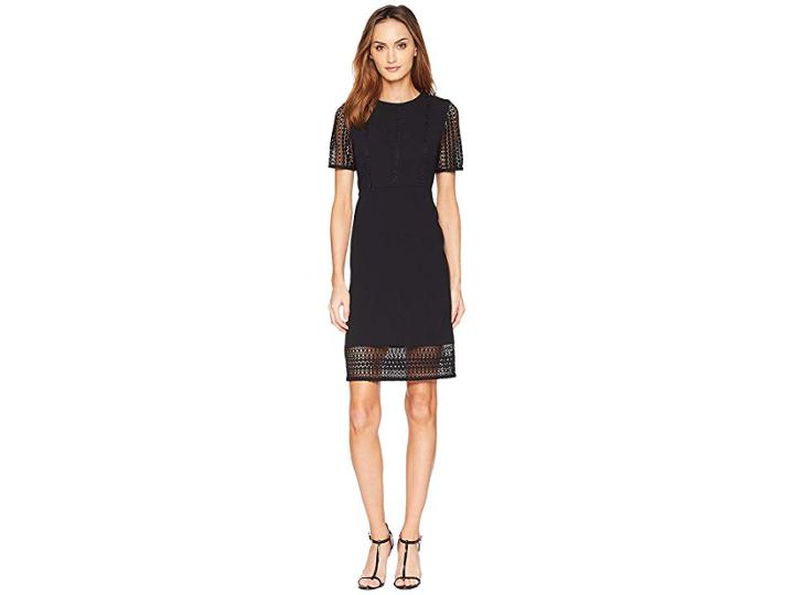 Ivanka Trump Lace Sleeve Scuba Crepe Dress (black) Women's Dress