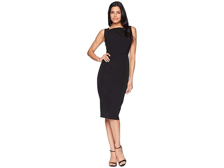 Maggy London Dream Crepe Square Neck Sheath With Two-way Back Zipper (black) Women's Dress