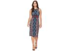 Maggy London Painted Ikat Sleeveless Jersey Sheath (dark Navy/paprika) Women's Dress