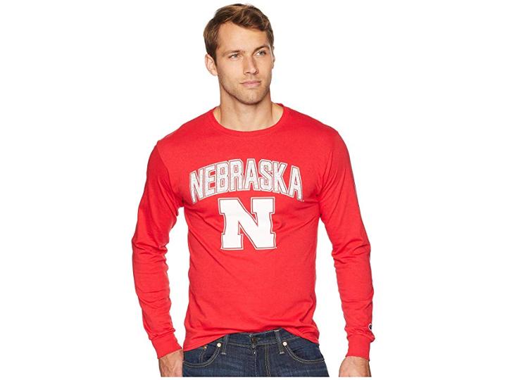 Champion College Nebraska Cornhuskers Long Sleeve Jersey Tee (scarlet) Men's T Shirt