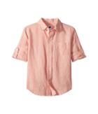 Janie And Jack Roll Sleeve Button-up Shirt (toddler/little Kids/big Kids) (peach Pink) Boy's Long Sleeve Button Up