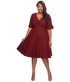Unique Vintage Plus Size Delores Swing Dress (burgundy) Women's Dress