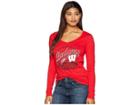 Champion College Wisconsin Badgers Long Sleeve V-neck Tee (scarlet) Women's T Shirt