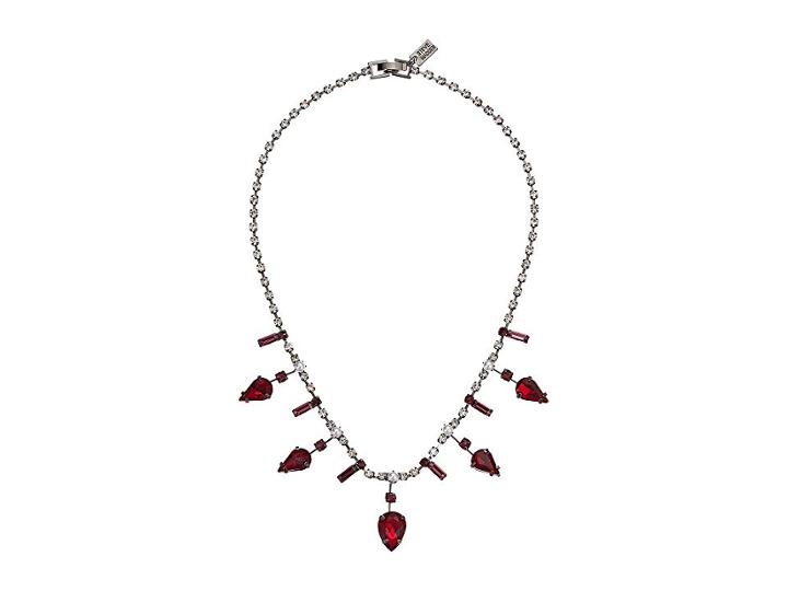 Steve Madden Rhinestone Cluster Necklace (red/gunmetal-tone) Necklace