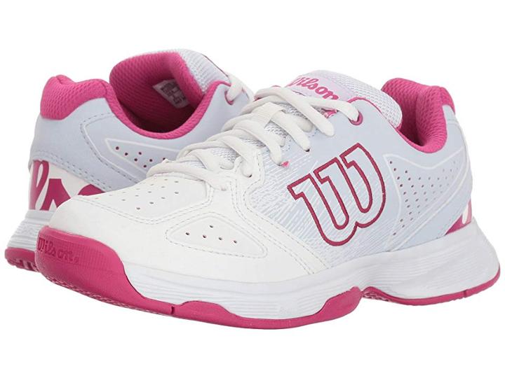 Wilson Kids Stroke Jr Tennis (little Kid/big Kid) (white/halogen Blue/verry Berry) Girls Shoes
