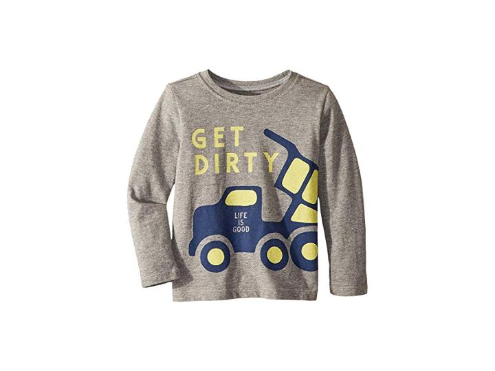 Life Is Good Kids Get Dirty Crusher T-shirt Long Sleeve (toddlers) (heather Gray) Kid's T Shirt
