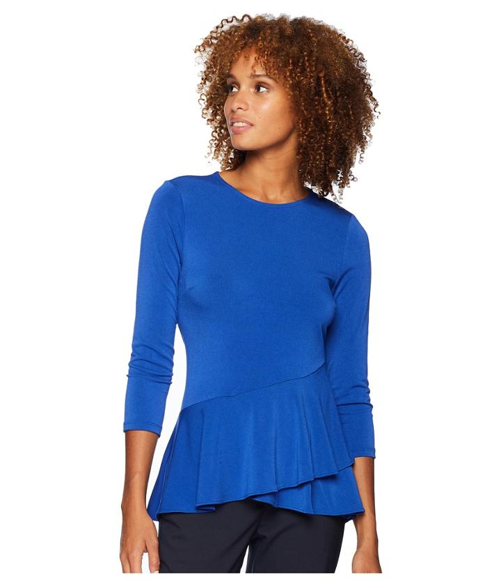 Eci Moss Crepe Top (cobalt) Women's Clothing